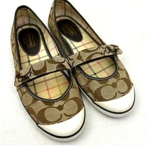 Coach Brown and White Flats